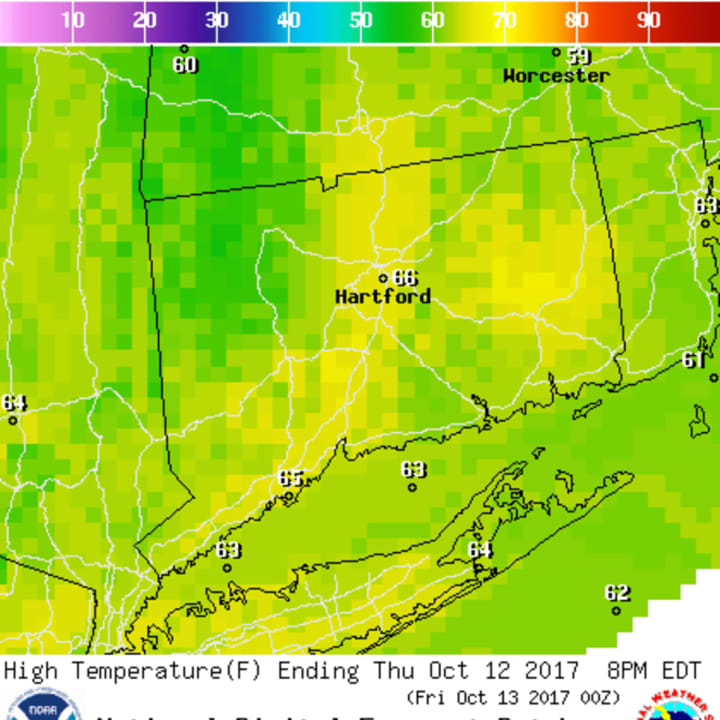 Temperatures will cool to seasonable levels on Thursday and Friday in Fairfield County, but could rise again this weekend
