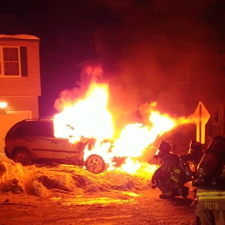 The Echo Hose Hook &amp; Ladder Co. 1 put out a huge car fire on Hillside Avenue early Friday morning