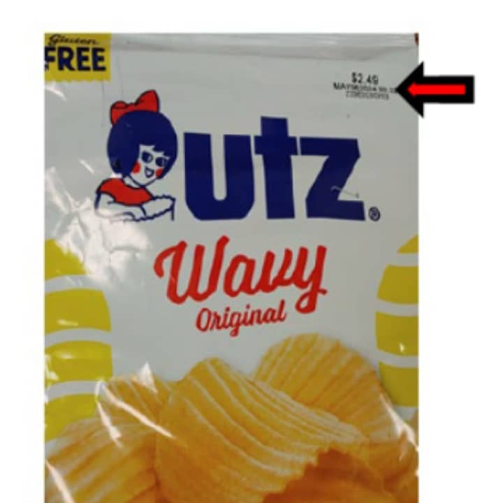 Utz 2.75 oz. Wavy Original Potato Chips.
