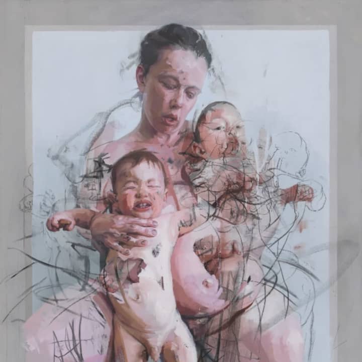 Jenny Saville&#x27;s 2011 painting &quot;The Mothers&quot; will be featured in a new exhibition at the Bruce Museum.