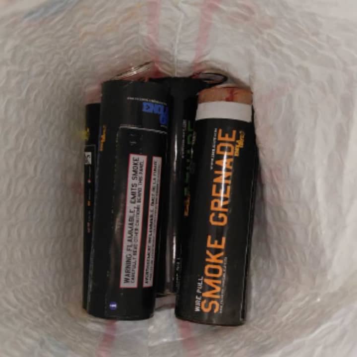 These smoke grenades were detected in a passenger&#x27;s luggage Sunday at Newark Liberty International Airport.