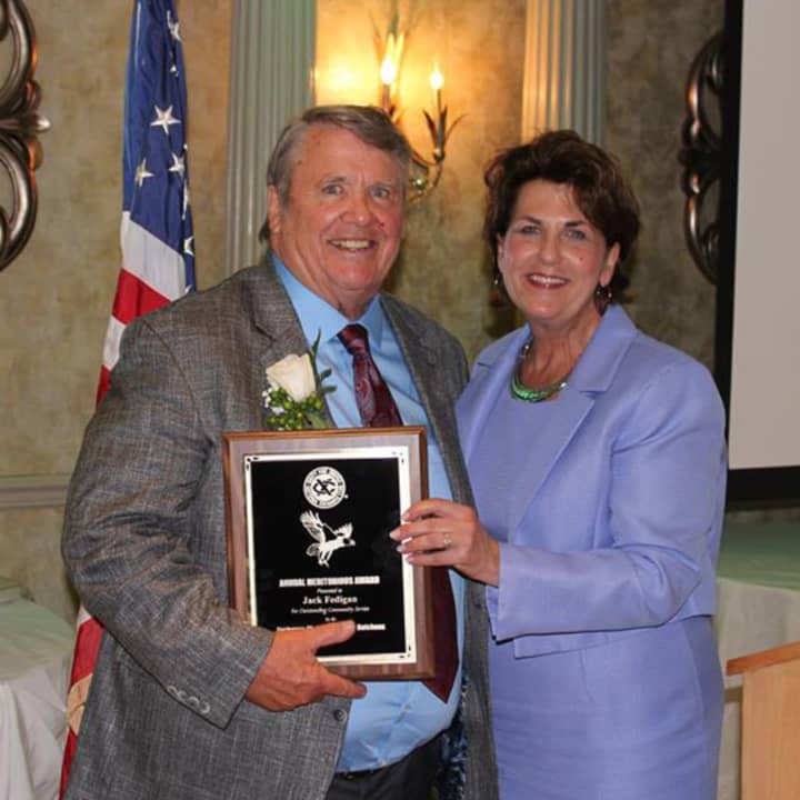 Wappingers Falls Businessman Jack Fedigan was presented the Exchange Club of Southern Dutchess’ 50th annual Meritorious Service Award by Club President Denise Doring VanBuren.