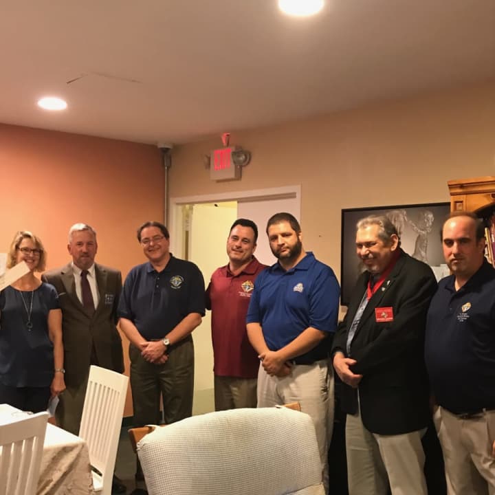 Malta House Chair Kim Petrone, with Knight of Columbus Golf Committee members Jeff Thompson, Greg Matera, George Ribellino, Mike Lauzon and Anthony Armentano
