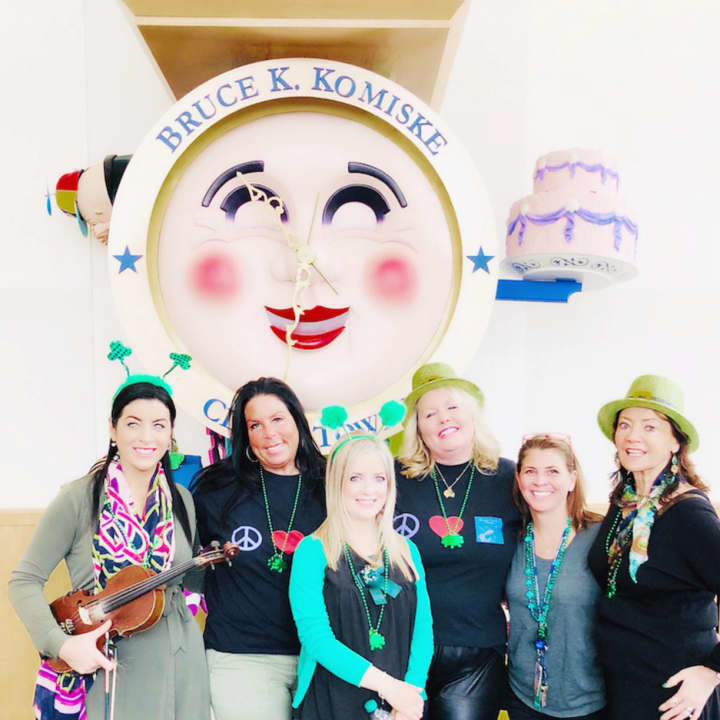 From left, Erin Loughran, Heavenly Productions Foundation’s Sheryl Nolletti, Dawn Doherty, HPF’s Dr. Kathy Reilly Fallon, Laurie Park, music therapist at Maria Fareri Children’s Hospital and HPF’s Teresa O’Neill.