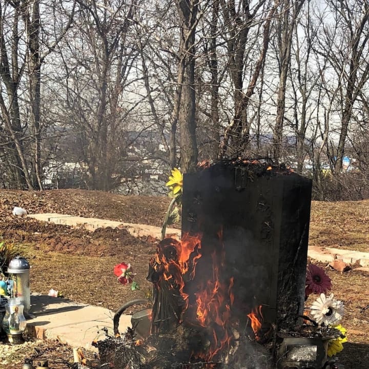 Saddle Brook firefighters and maintenance workers at St. Mary’s Cemetery doused the blaze.