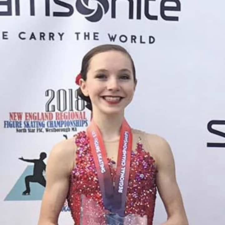 Emilia Murdock wins the gold medal in Novice Ladies skating at New England Regionals.