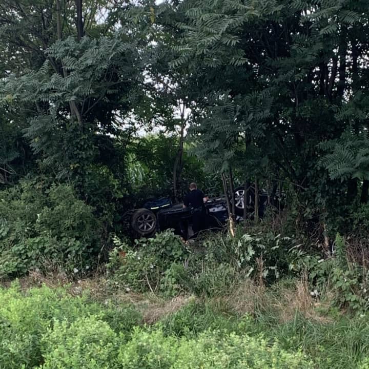 Albina Ahiskali&#x27;s car in the woods in West Earl Township off Route 222 northbound.