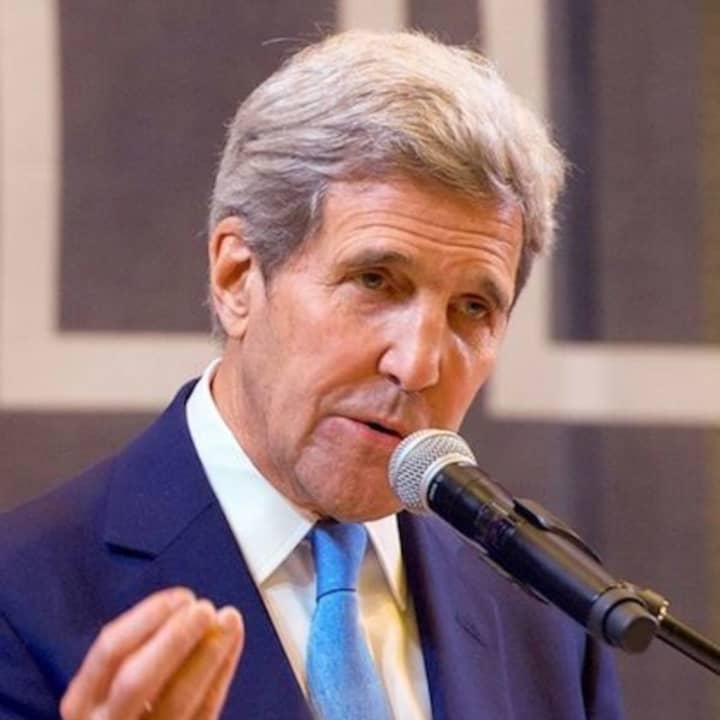 Secretary of State John Kerry speaking at the American University of Central Asia. 