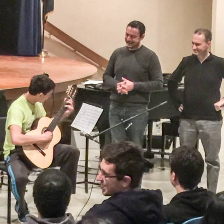 Guitarist Diego Campagna recently visited with Felix Festa Middle School students.