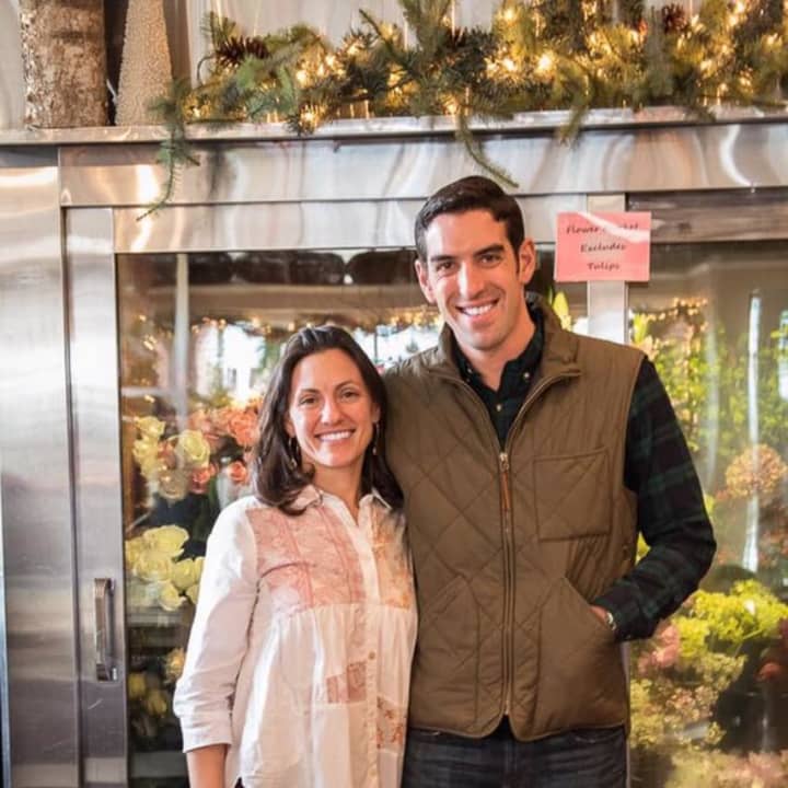 Lauren Chillemi, left, and her husband, Anthony, recently purchased Bedford Village Flower Shoppe.