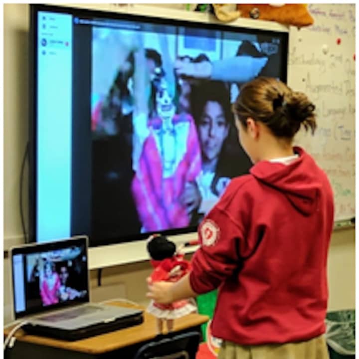 Middle school students at The Chapel School used technology to share lessons, stories and customs with students across the globe.
