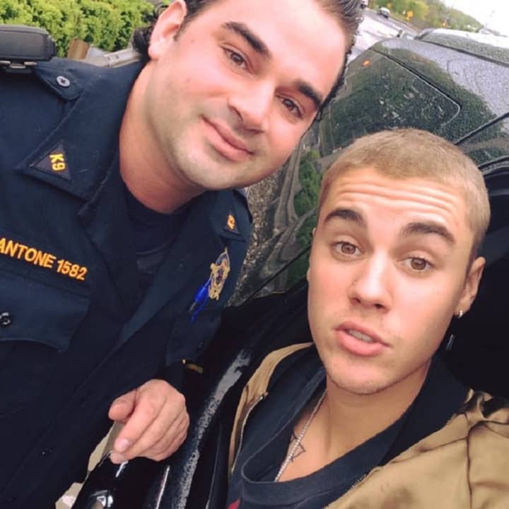 Bergen County Sheriff&#x27;s Officer Rob Mantone, Justin Bieber.
