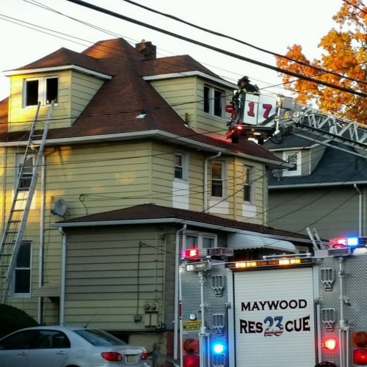 At scene of Poplar Avenue fire in Maywood.