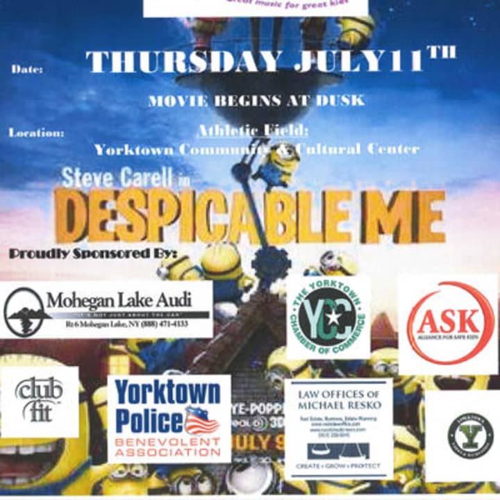 Families can enjoy a free concert for kids and a movie at the Yorktown Community &amp; Cultural Center Athletic Field on Friday evening.