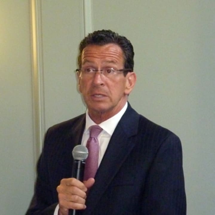 Connecticut Gov. Dannel Malloy speaks at an event Tuesday in Westport honoring his leadership following the Sandy Hook shootings.