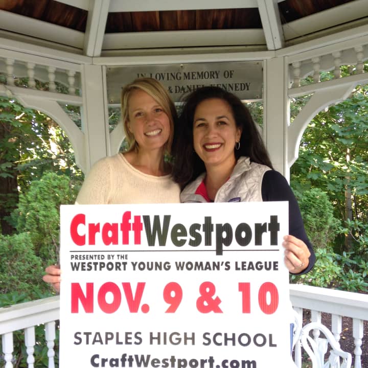 CraftWestport co-chairs Meg Himes,(right) and Whitney Gorman. The 38th Annual CraftWestport starts Nov. 9 at Staples High School in Westport.