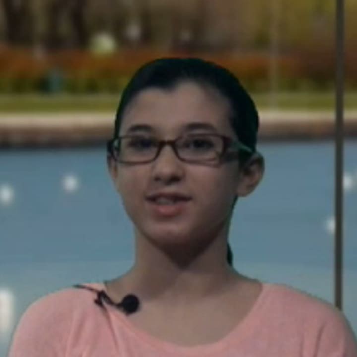 Dobbs Ferry Middle School student Alyssa Rivera hosts a recent episode of &quot;The Daily Dose.&quot;