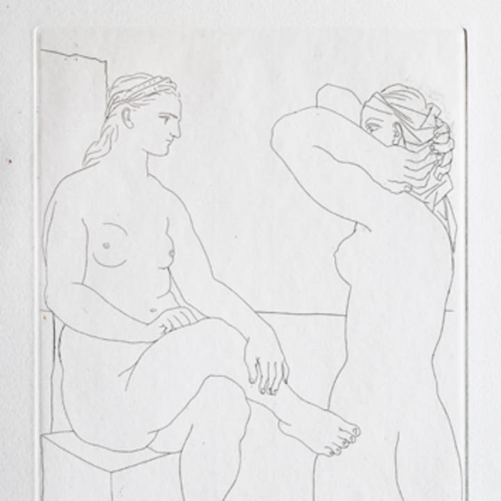 Pablo Picasso, &quot;Two Models Looking at Each Other,&quot; etching from the Vollard Suite, 1939
