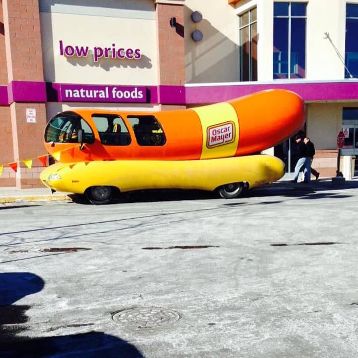 The Oscar Mayer Wienermobile was spotted in the parking lot of the Villa Avenue Stop &amp; Shop in Fairfield.