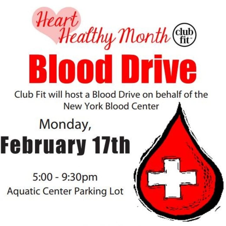 Club Fit will hold a blood drive at Briarcliff location on Monday, Feb.17 