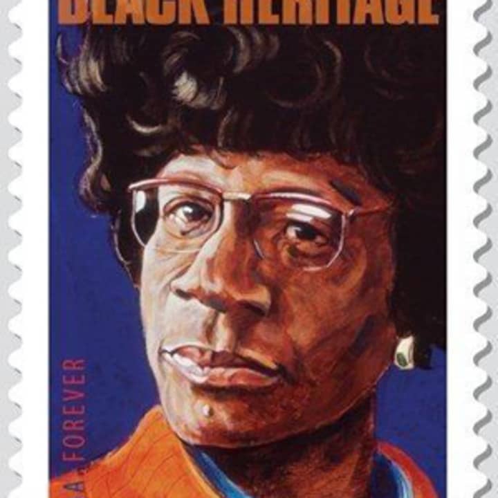 The Shirley Chisholm stamp that was unveiled in Mount Vernon.