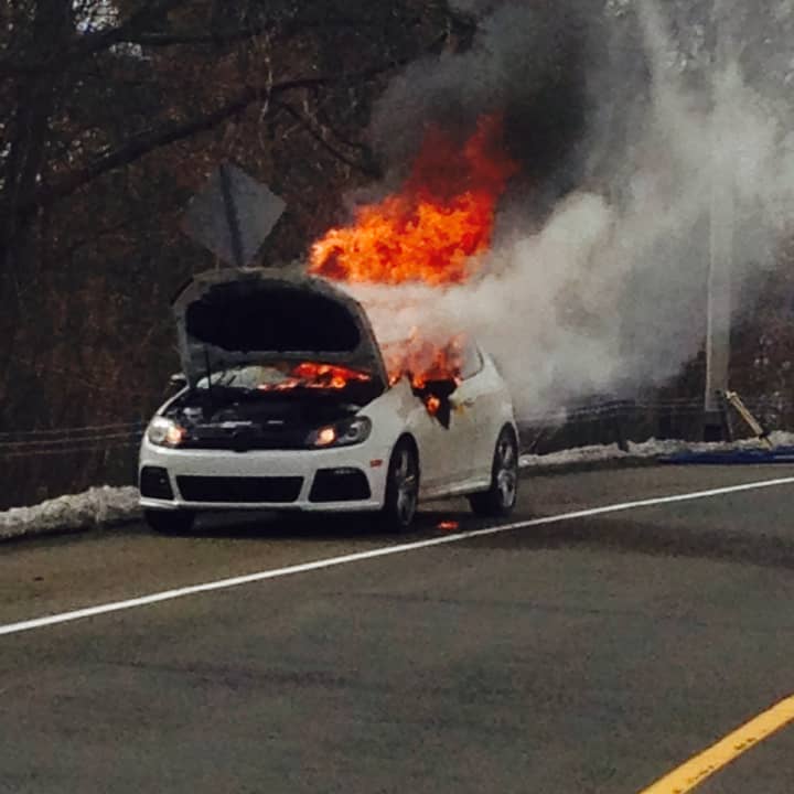 A car fire closed the I-95 northbound ramp of exit 19 for more than an hour Sunday afternoon as the Fairfield Fire Department investigated. 