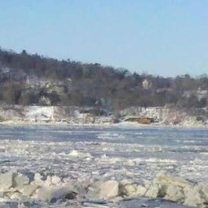 Icy conditions on the Hudson River near the Tappan Zee Bridge.
