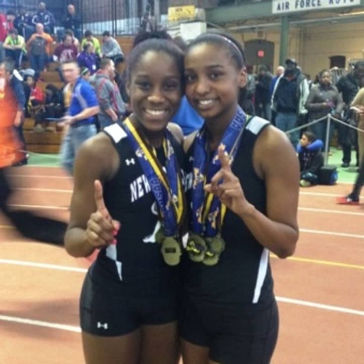 Ashley Wiggins, left, and Symone Darius are nationally ranked sprinters on the New Rochelle High School girls track and field team.