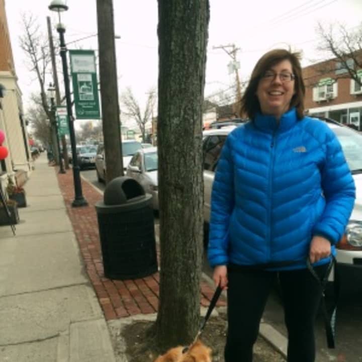 Fairfield resident Peggy Dau with her dog Whiskey said it was interesting that President Barack Obama agreed to go on an Internet comedy talk show with actor Zach Galifianakis.