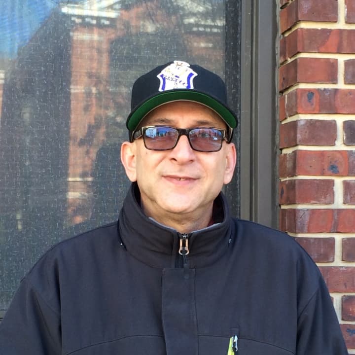John Morales, an enthusiastic Yankees fan who works in Tuckahoe.