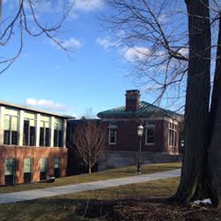 Visitors to the newly expanded Ridgefield Library, which reopens next month, will enter through the historic EW Morris Building with the green roof. 