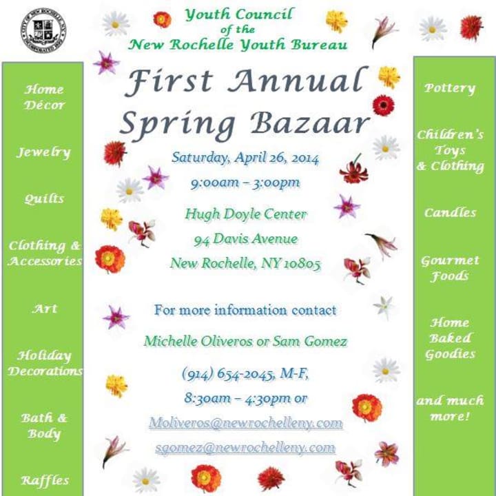 The Youth Council of the New Rochelle Youth Bureau is inviting residents to join its first Spring Bazaar on Saturday, April 26. 