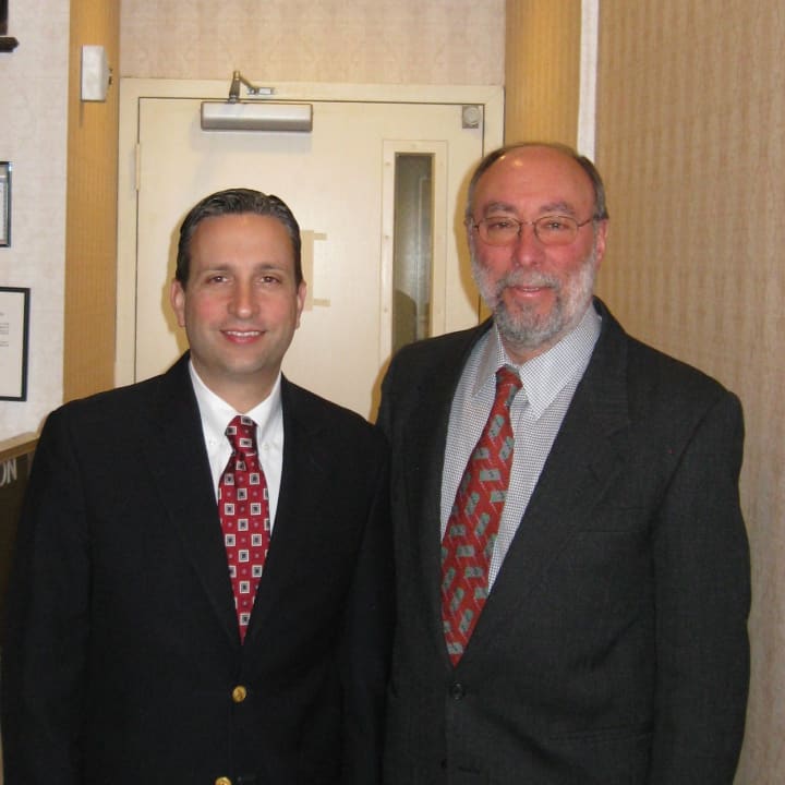 State Sen. Bob Duff (D-Norwalk), left, and Stuart Greenbaum, Executive Director of the Child Guidance Center of Mid-Fairfield County.