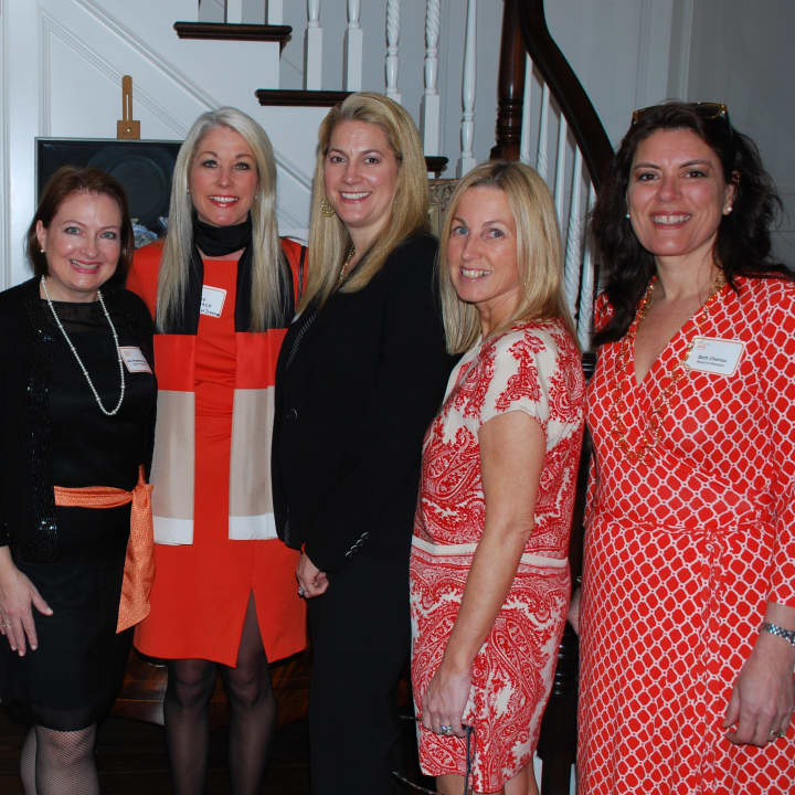 YWCA board member Deb Papaeconomou, executive director Heather Cavanagh, and board members Mia Mihopoulos, Deirdre McGovern, and Beth Cherico at the recent YWCA Darien/Norwalk Alumni Cocktail Party where the new Inspire Club was introduced.