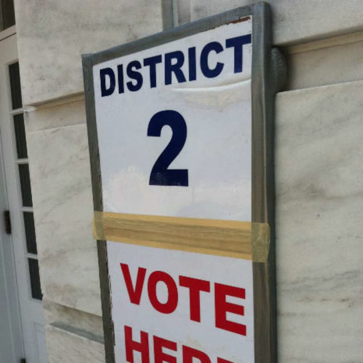 Greenwich Republicans will vote for a number of candidates including a race between Greenwich&#x27;s Tom Foley and state Senator John McKinney of Fairfield in the gubernatorial primary Tuesday. Pictured, Monday, is the sign at Greenwich Town Hall.