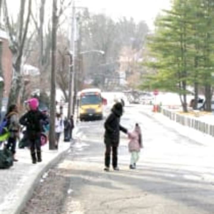 Students and parents walking in the streets of Eastchester last year, part of which led to the Tuckahoe School District seeking safety solutions.