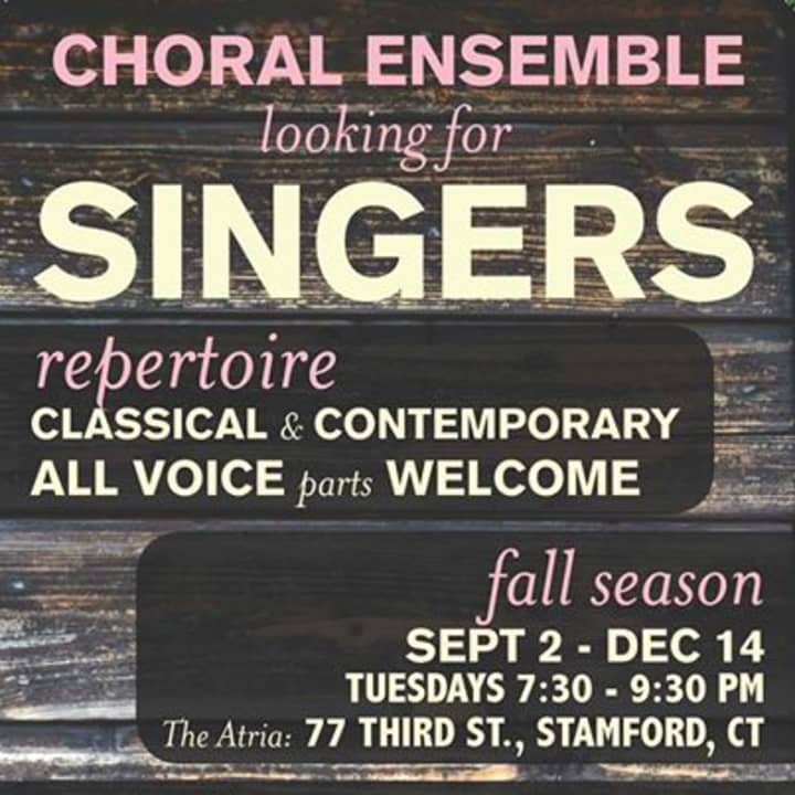 Anyone who would like to be a part of the Stamford Chorale can attend the first rehearsal at 7:30 p.m. Sept. 2.