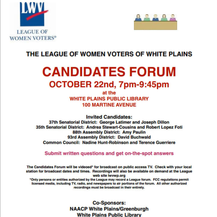 League of Women Voters will host its candidates forum. 