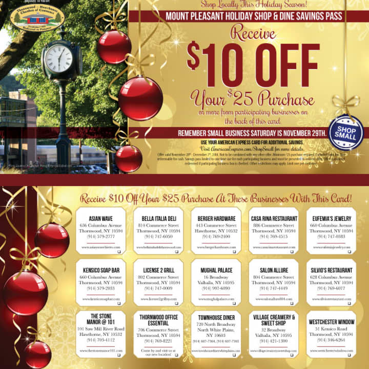 The 2014 Mount Pleasant Holiday Shopping &amp; Dine Savings Pass.