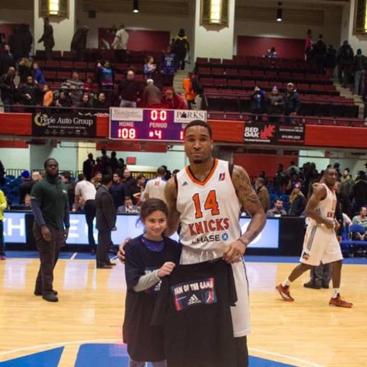 Jordan Roskind from Harrison was named Westchester Knicks adidas Fan of the Game, with Markeith Cummings the Player of the Game.