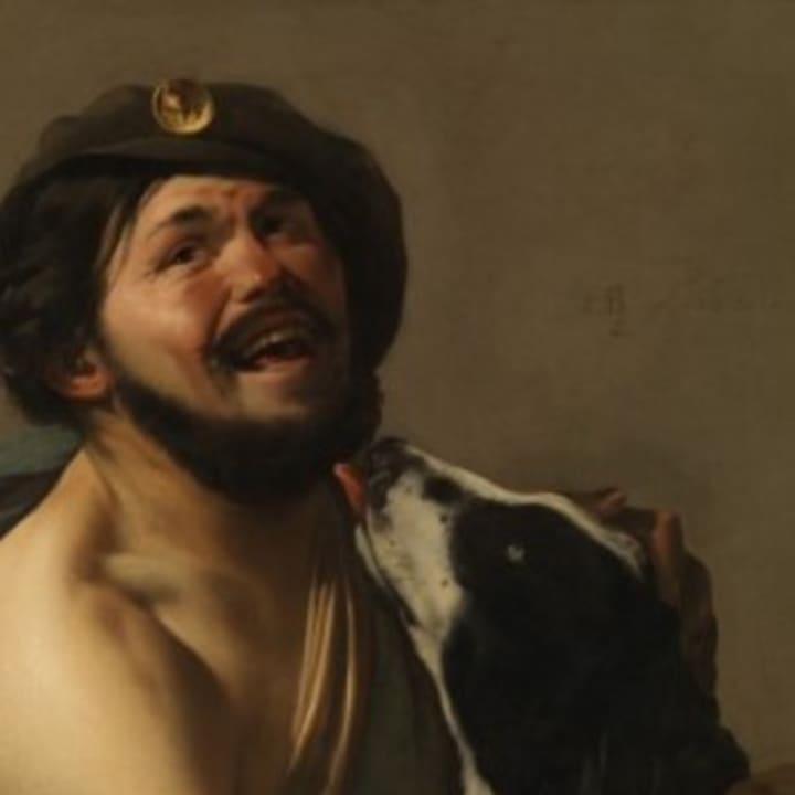 &quot;Laughing Bravo with his Dog&quot; is part of the Hohenbuchau Collection at the Bruce Museum.