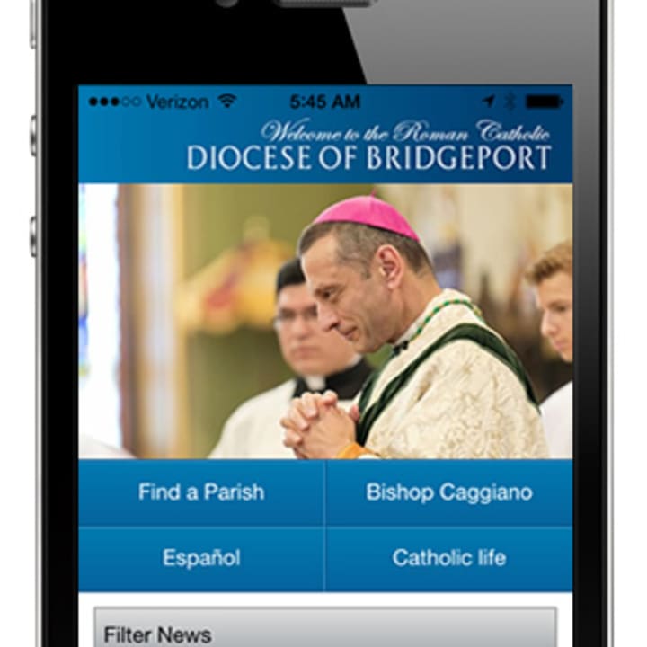 A view of the new, free mobile phone app of the Bridgeport Diocese.