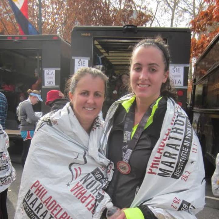Taylor Coon, left, with her sister following a run in Philadelphia. 