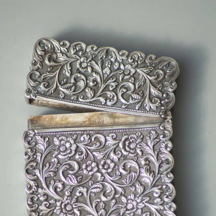 Silver calling card holder,circa 1860-1890, The Lockwood-Mathews Mansion Museum Collections.