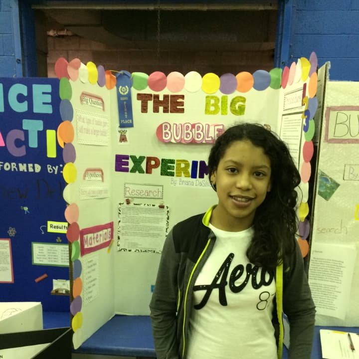 Briana Da Silva, whose experiment comparing different types of bubble gum took First Place