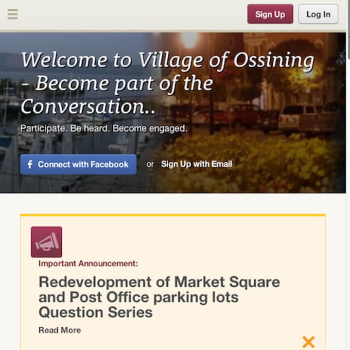 Village of Ossining officials recently launched a new website for residents to interact with each other regarding the future of the community.