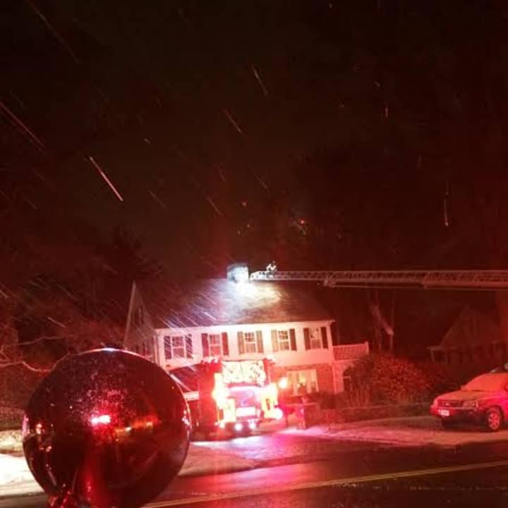 The Fairfield Fire Department at work at a chimney fire. 