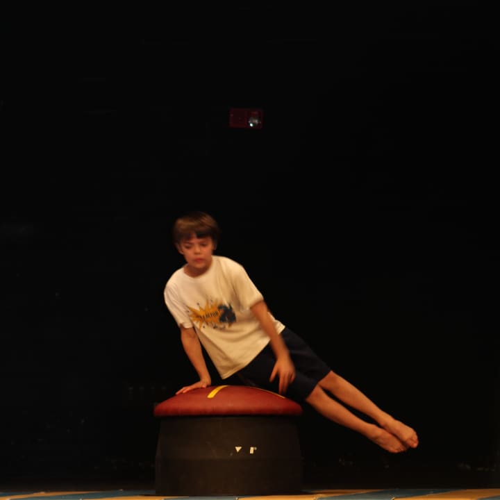 Award-winning CT State gymnast Matteo Rathgeber wows the audience with his performance on a pommel horse
