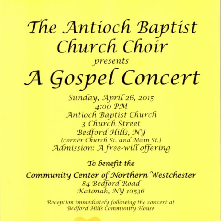 The Antioch Baptist Church Choir is hosting a gospel concert April 26. 