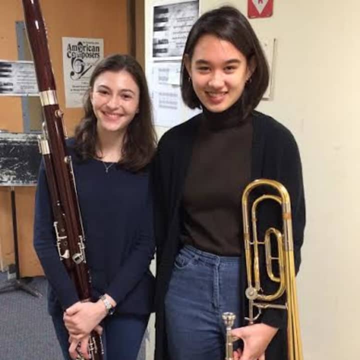 Cassandra Cavalieri, bassoon, and Jodi Scharf, trombone.